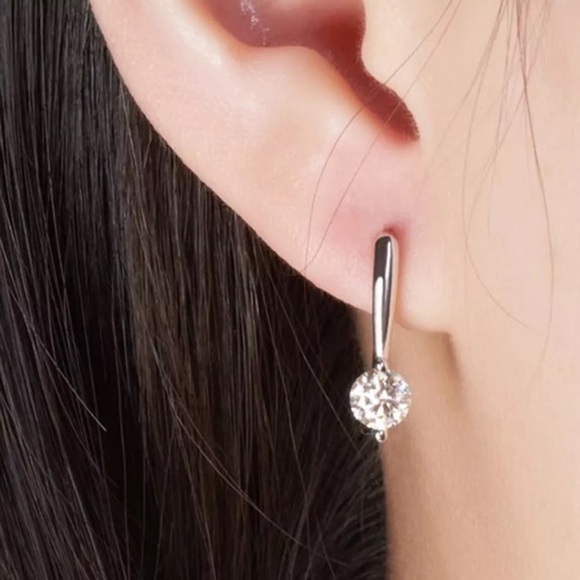 2.16Ct Vvs1:- Golden Yellow Real Moissanite Diamond Dangle .925 Silver Earrings - Picture 4 of 5